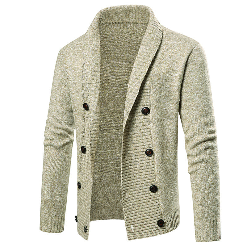 Herren hochwertige Strickjacke mit großem Revers und Knopfdetail EB