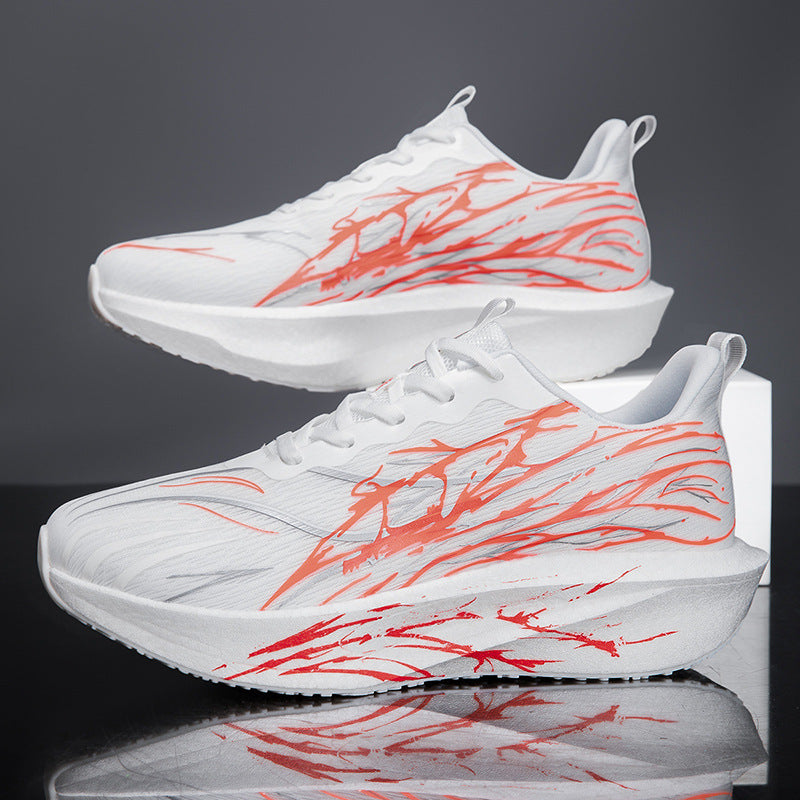 Unisex leichte Laufsneaker mit grafischem Splash-Print, atmungsaktivem Strickoberteil und gedämpfter Plateausohle EB
