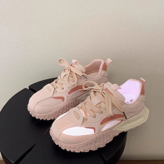 Damen Plateau-Chunky-Sneaker mit reflektierenden Mesh-Einsätzen, gepolstertem Komfortkragen und stoßdämpfender Sohle EB