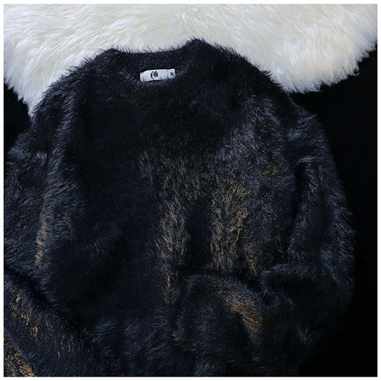 Damen Flauschiger Rundhalspullover EB