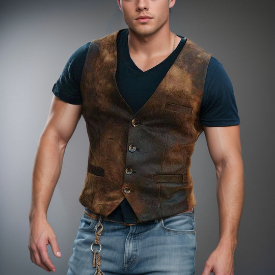 Herren stylische Weste mit akzenten und praktischen Taschen EB