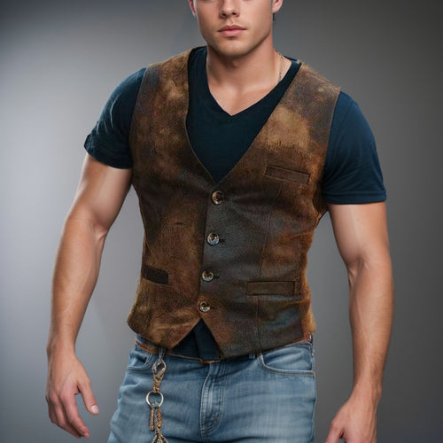 Herren stylische Weste mit akzenten und praktischen Taschen EB