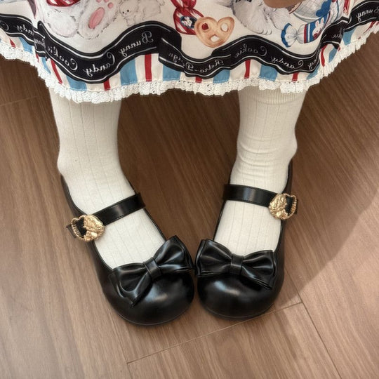 Damen elegante Mary Jane Ballerinas mit Schleifenverzierung EB