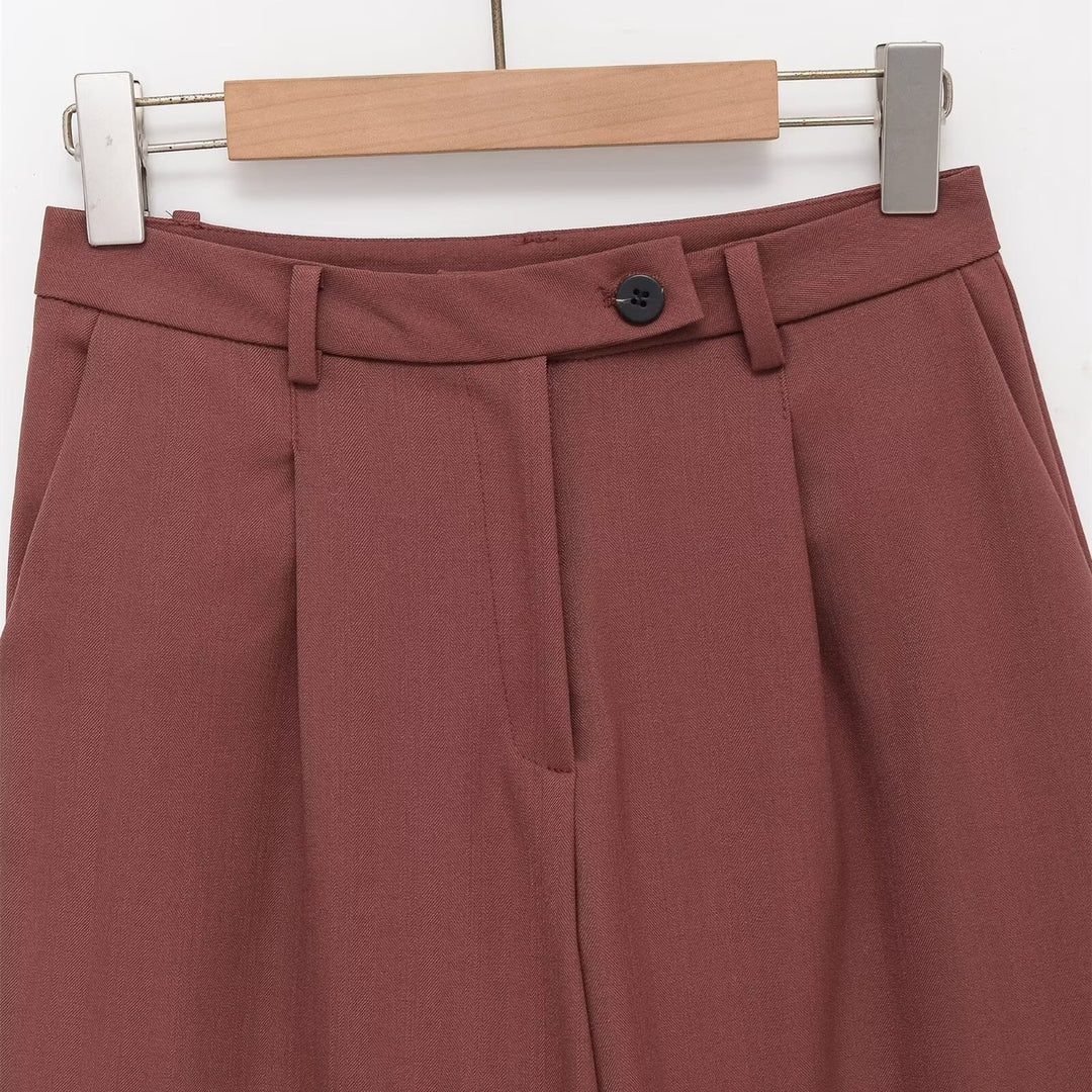 Damen weite Hochbund-Shorts mit eleganter Faltenlegung EB