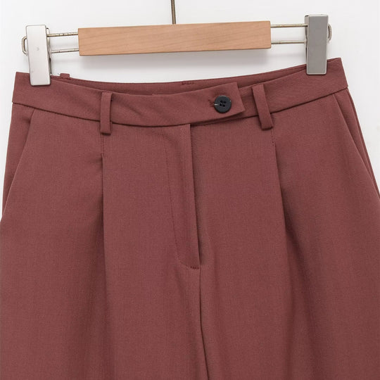 Damen weite Hochbund-Shorts mit eleganter Faltenlegung EB