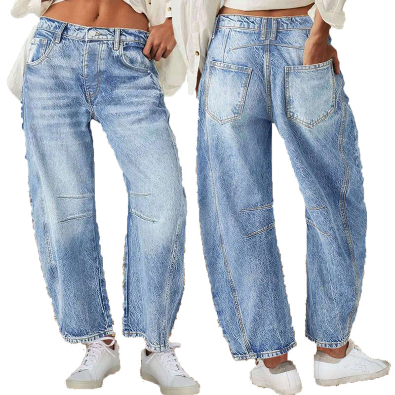 Damen Weite Jeans im lässigen Vintage-Stil mit hochwertigen Details EB