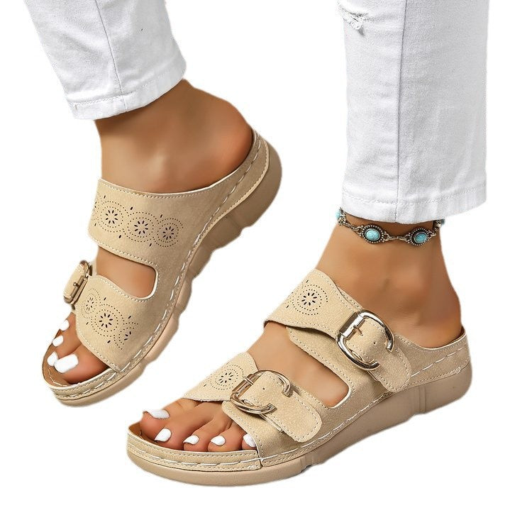 Damen Komfortable und stilvolle Zehentrenner-Sandalen mit verstellbarem Riemendesign EB