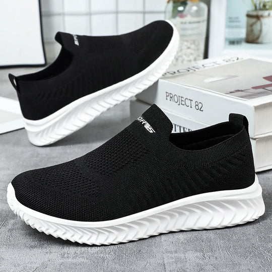 Damen Leichte Slip-On Freizeitschuhe mit atmungsaktivem Strickdesign EB