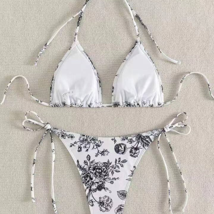Damen Elegantes Triangel-Bikini-Set mit herausnehmbaren Polstern EB