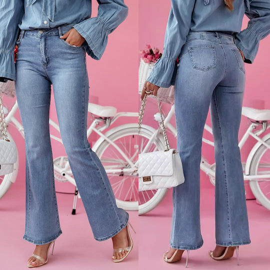 Damen Flared Jeans im eleganten Vintage-Look mit hoher Taille EB