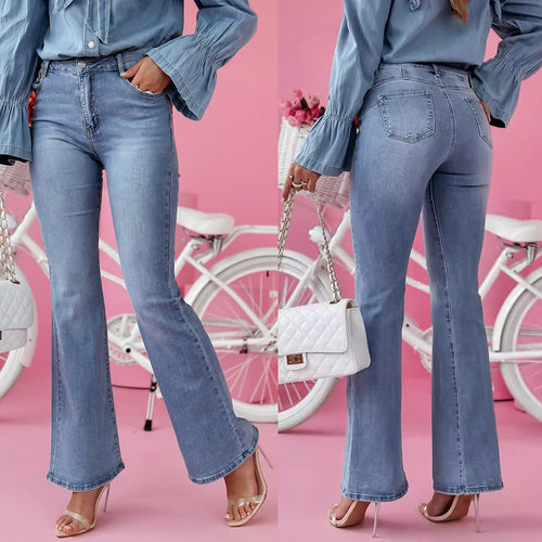 Damen Flared Jeans im eleganten Vintage-Look mit hoher Taille EB
