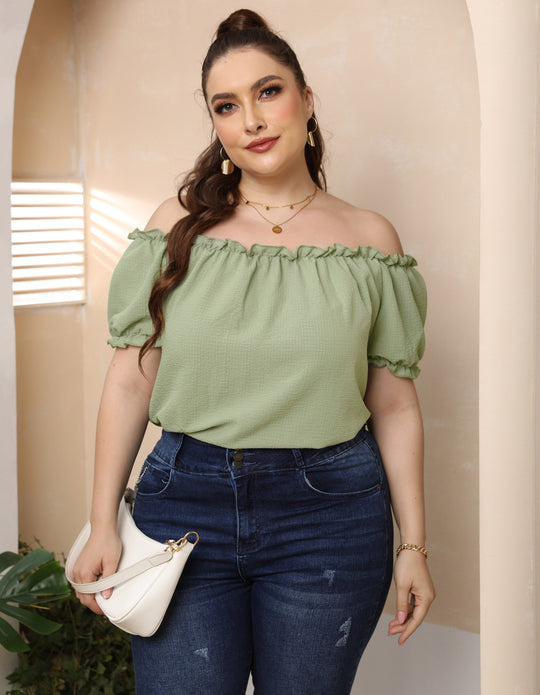 Damen Off-Shoulder Oberteil mit Volant EB