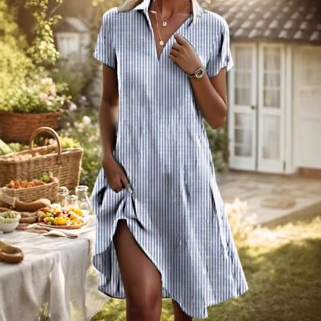 Damen Frischblumen-Hemdkleid mit Knopfverschluss und lässigem Schnitt EB