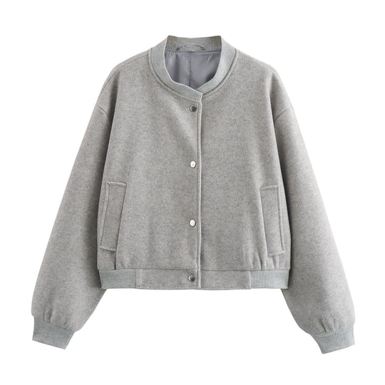 Damen lässige Oversize-Jacke mit Knopfverschluss EB