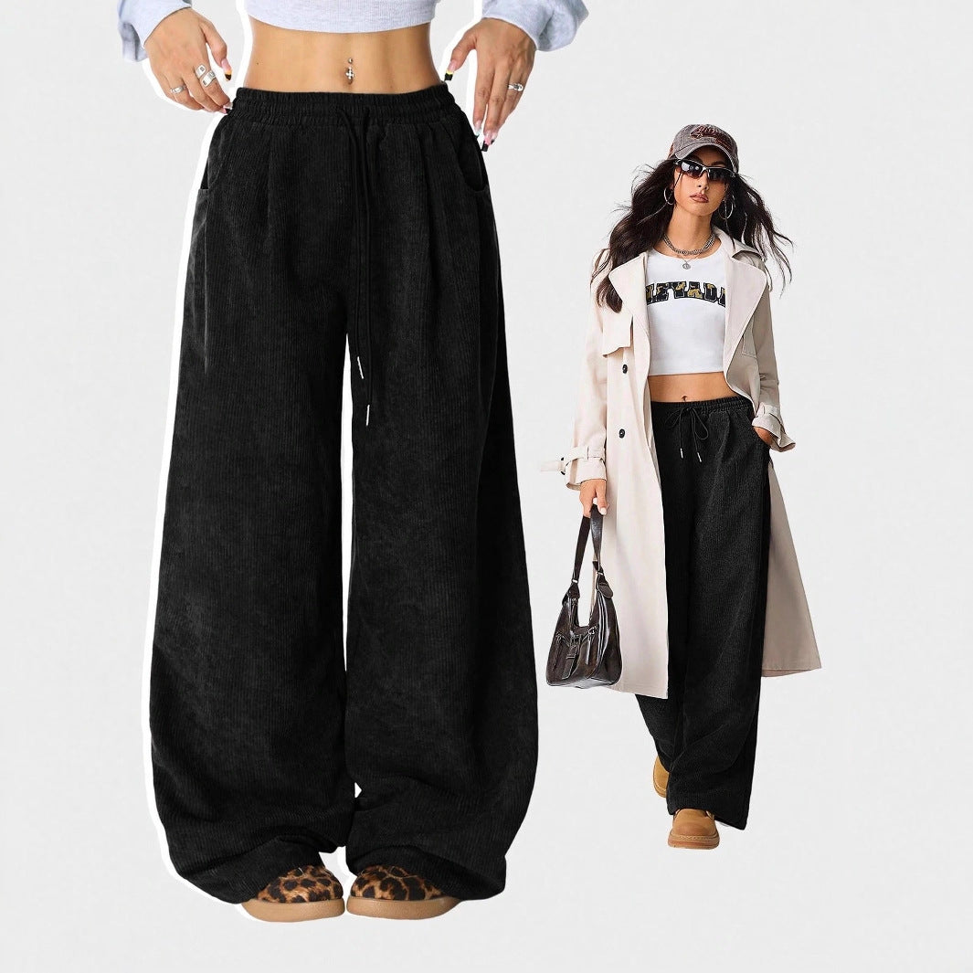 Damen Weite Cord-Hose mit elastischem Bund EB