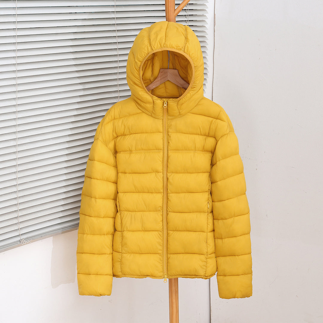 Damen nan ultraleichte Steppkurzjacke mit Thermo-Isolierung, ergonomischer Kapuze und packbarem Design EB