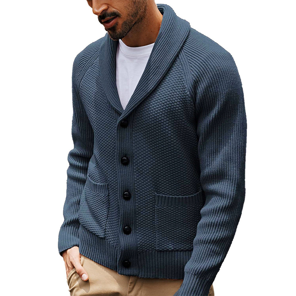 Herren Strickjacke mit Schalkragen und Taschen EB