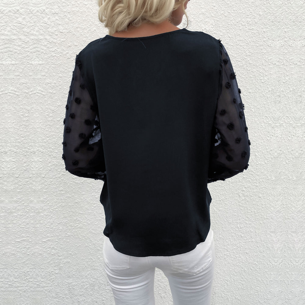 Damen Elegante Bluse mit dekorativen Puffärmeln und feinen Strukturen EB