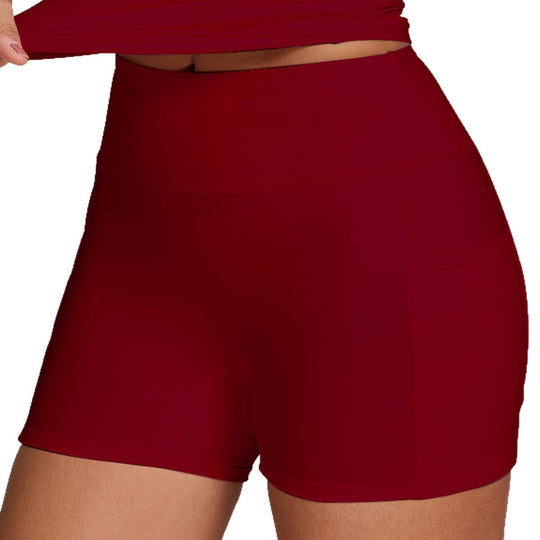 Damen Sportliche Kompressions-Shorts mit praktischen Seitentaschen EB
