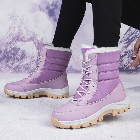 Damen Winterfestige gefütterte Stiefel mit rutschfester Sohle und hohem Schaft EB