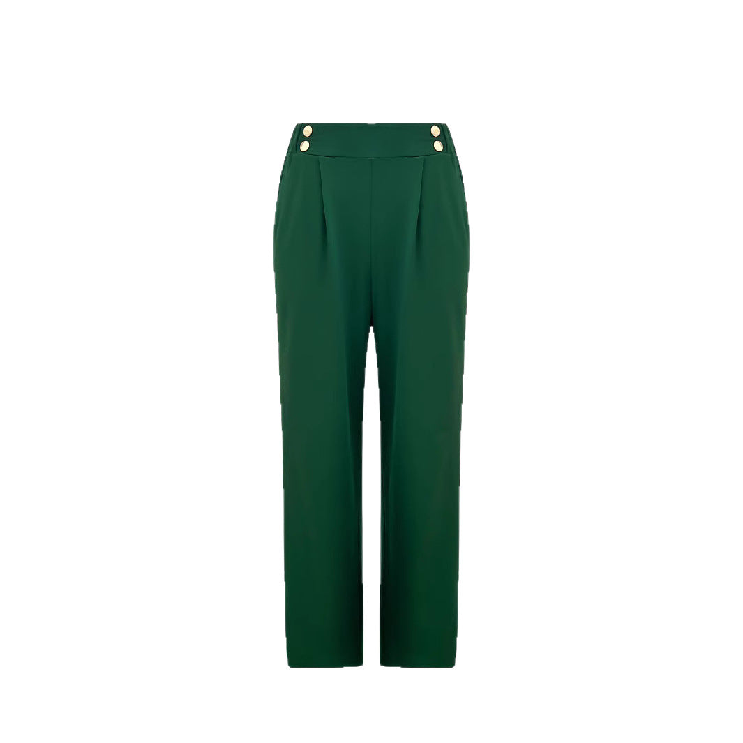 Damen Weit geschnittene Hose mit eleganter Knopfdetail EB