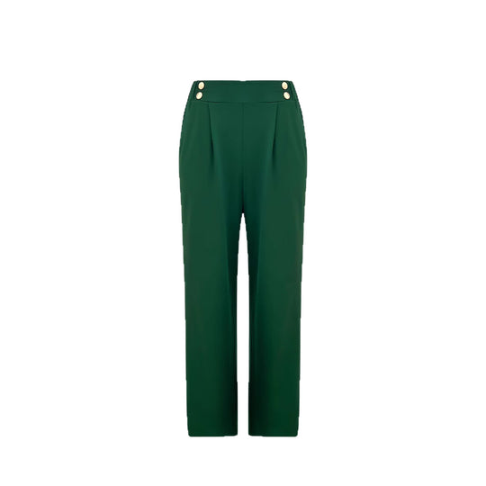 Damen Weit geschnittene Hose mit eleganter Knopfdetail EB