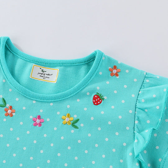 Mädchen Kurzarm Kleid mit verspieltem Hasen- und Blumenmotiv EB