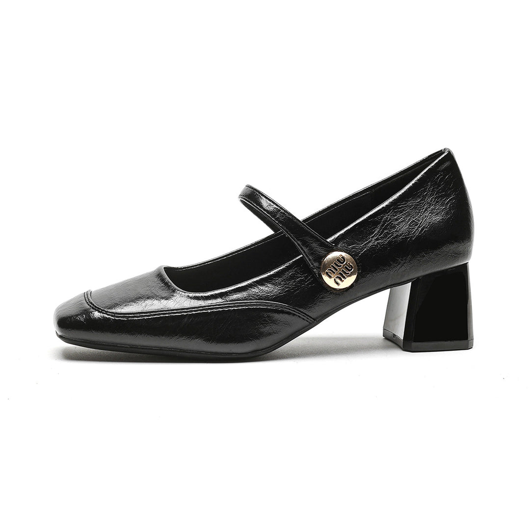 Damen elegante Mary-Jane Pumps mit modischer Schnalle EB