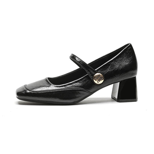 Damen elegante Mary-Jane Pumps mit modischer Schnalle EB
