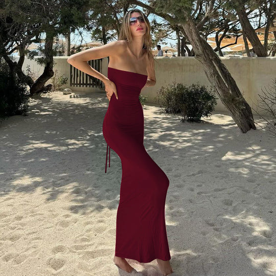 Damen Figurbetontes Maxikleid ohne Träger EB