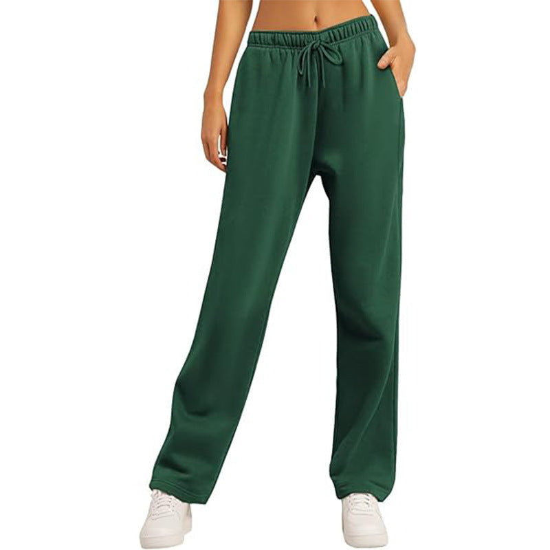 Damen nan hochwertige Relax-Hose mit hoher Taille, geradem Bein und integrierten Eingrifftaschen EB