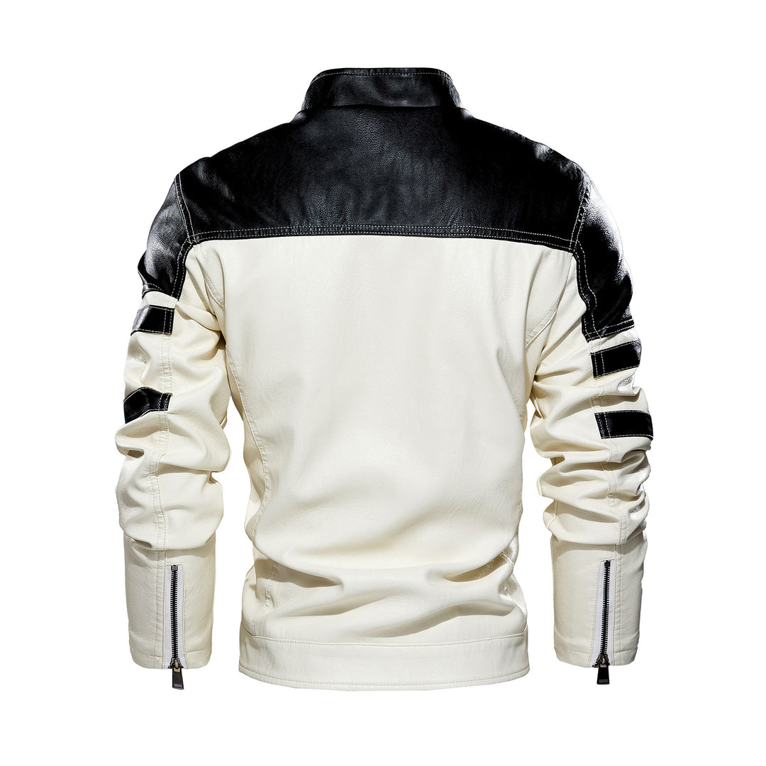 Herren modische Bikerjacke imitat mit kontrastierenden Farbpanelen EB