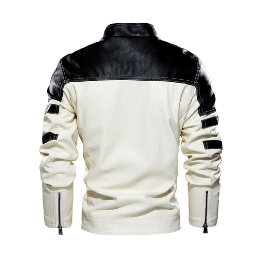 Herren modische Bikerjacke imitat mit kontrastierenden Farbpanelen EB