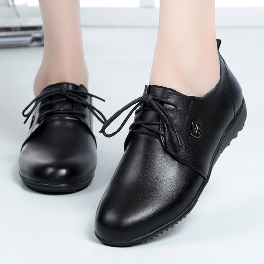 Damen Bequeme Schnürschuhe aus hochwertigem Leder mit rutschfester Sohle EB