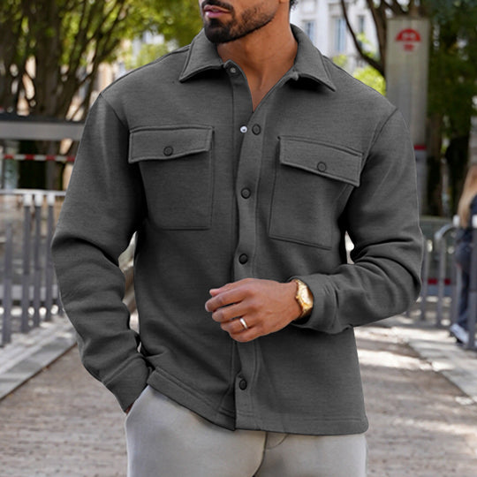 Herren lässige Hemdjacke mit praktischen Brusttaschen und strukturiertem Design EB