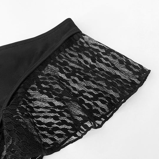 Damen Hochtailliertes Badehöschen mit transparentem Rüschendetail EB