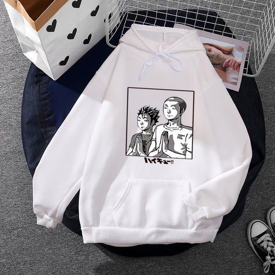 Damen nan weicher Kapuzenpullover mit großflächigem Manga-Panelprint und Kängurutasche EB