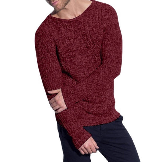 Herren Grobstrickpullover mit strukturiertem Zopfdesign und lässigem Rundhalsausschnitt EB