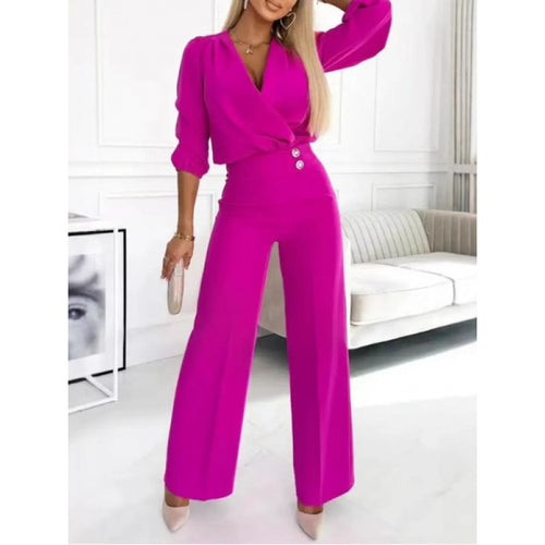 Damen elegantes Jumpsuit mit weiten Beinen EB