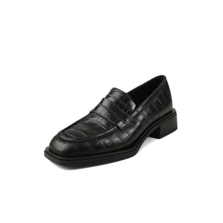Damen Elegante Mokassins mit hochwertiger Krokodilprägung und komfortablem Blockabsatz EB
