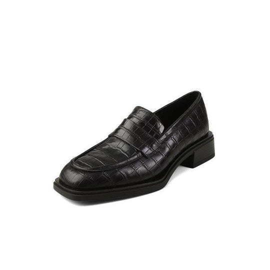 Damen Elegante Mokassins mit hochwertiger Krokodilprägung und komfortablem Blockabsatz EB