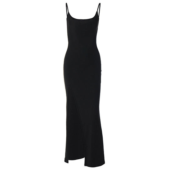 Damen elegantes Maxikleid mit seitlichem Schlitz EB