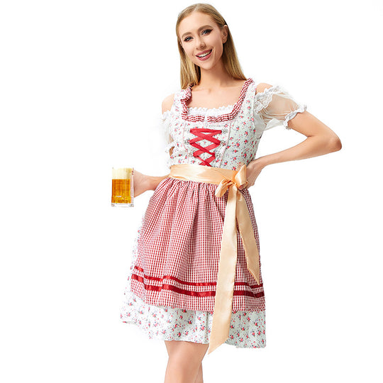 Damen nan Blusenkleid im Trachtenstil mit dekorativem Korsettband und geraffter Schürze EB