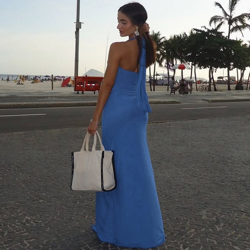 Damen Maxikleid mit sexy Rückenausschnitt und elegantem Schlitz EB