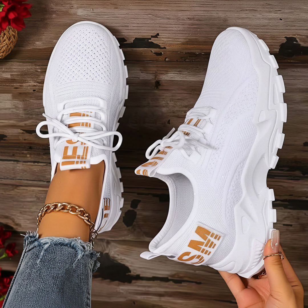 Damen Leichte und atmungsaktive Sport Sneakers mit elastischer Sohle EB