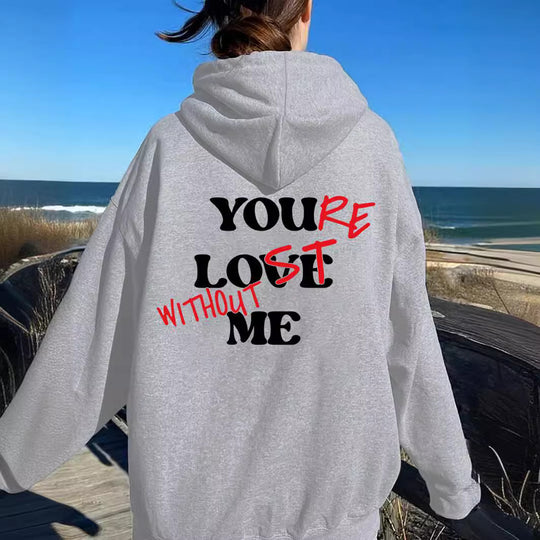 Damen Oversized Kapuzensweater mit inspirierendem Aufdruck EB