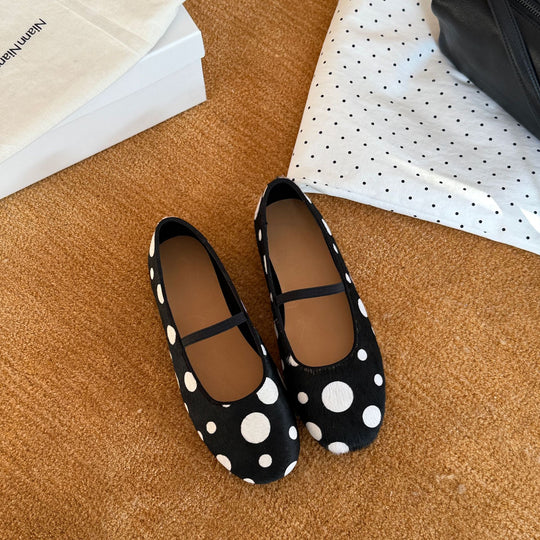 Damen Ballerinas mit dekorativem Punktmuster und rutschfester Sohle EB