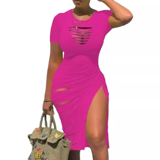 Damen Figurumspielendes Mini-Kleid mit Cut-Outs und seitlichen Schlitzen EB