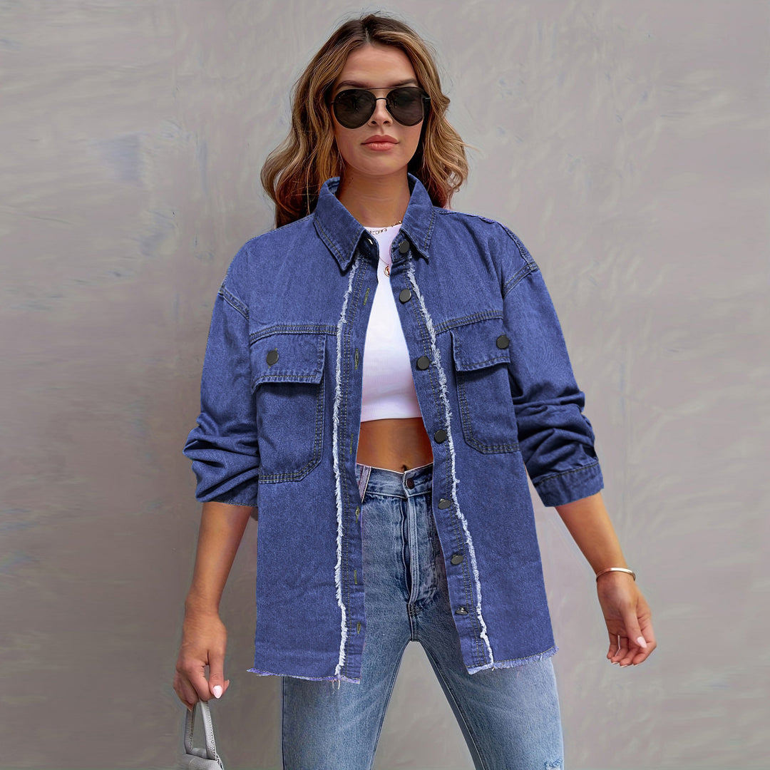 Damen Jeansjacke mit lässigem Schnitt und großen Taschen EB