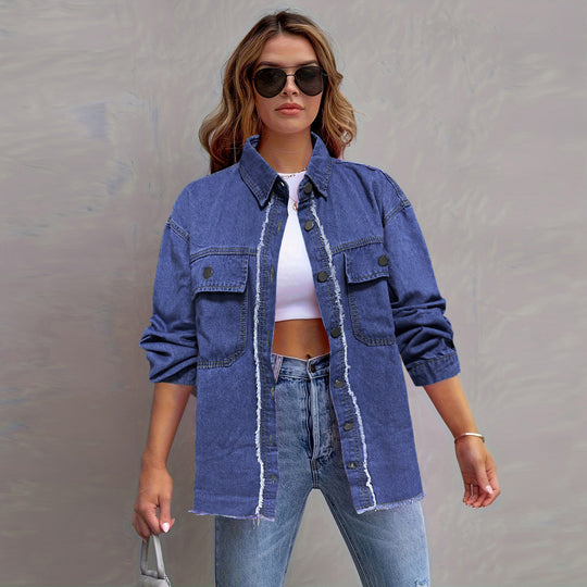 Damen Jeansjacke mit lässigem Schnitt und großen Taschen EB